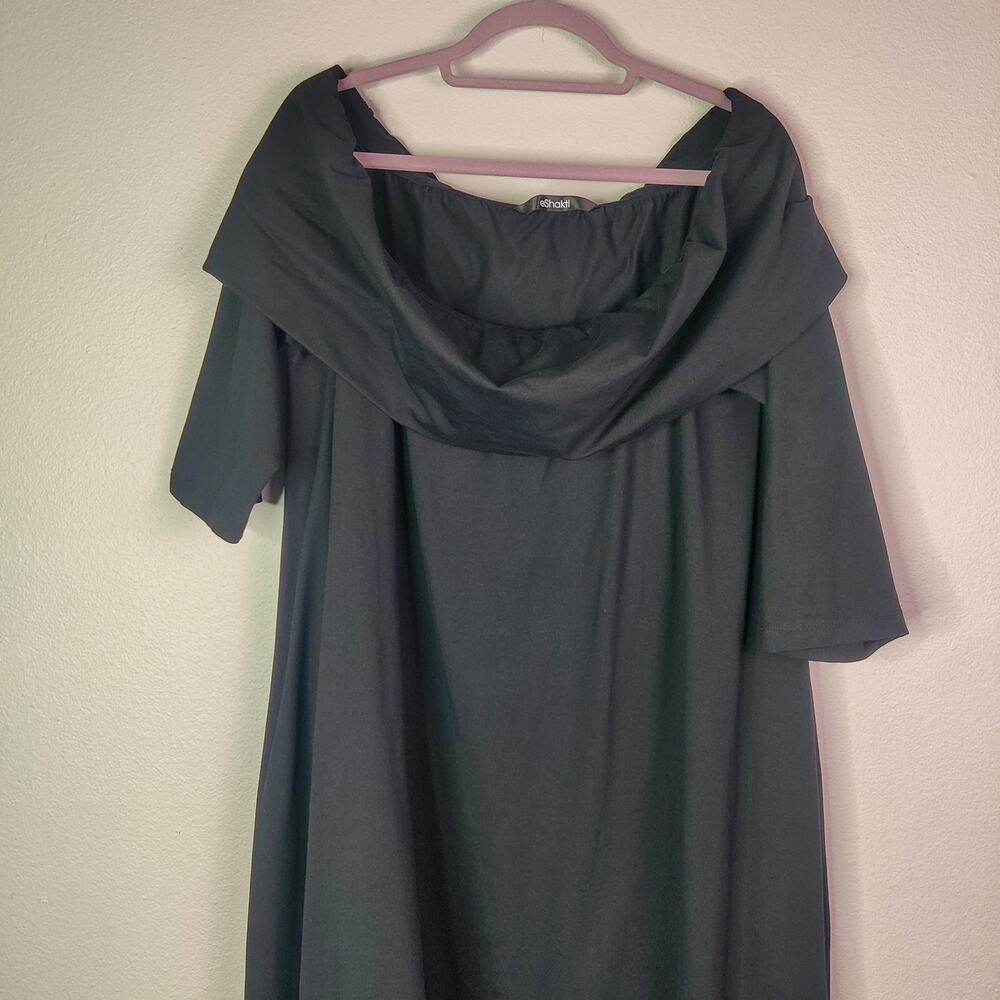 Eshakti Black Off the Shoulder Asymmetric Avant Garde Lagenlook Midi Dress 1X 2X - Picture 6 of 16